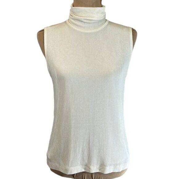 **Chico's Travelers Cream Mock Neck Sleeveless Top Size 2 Large Size 12 - Picture 1 of 10